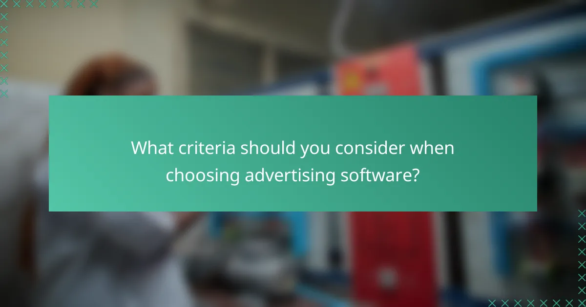 What criteria should you consider when choosing advertising software?